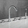 Brass Gold Bathtub Faucet Black Hot and Cold Mixer Tap Bathroom 5 Hole Faucet With Hand Shower 3