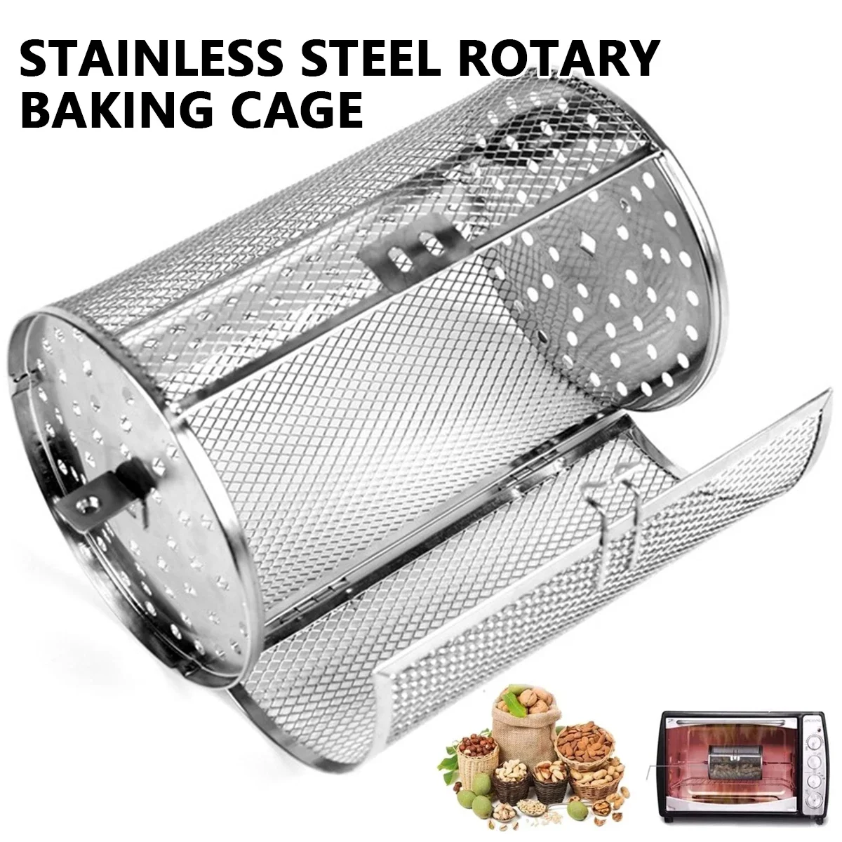 Rotisserie Basket Stainless Steel Rotisserie Grill Basket Oven Round Rack Kitchen Grill Roaster Air Fryer Grilling