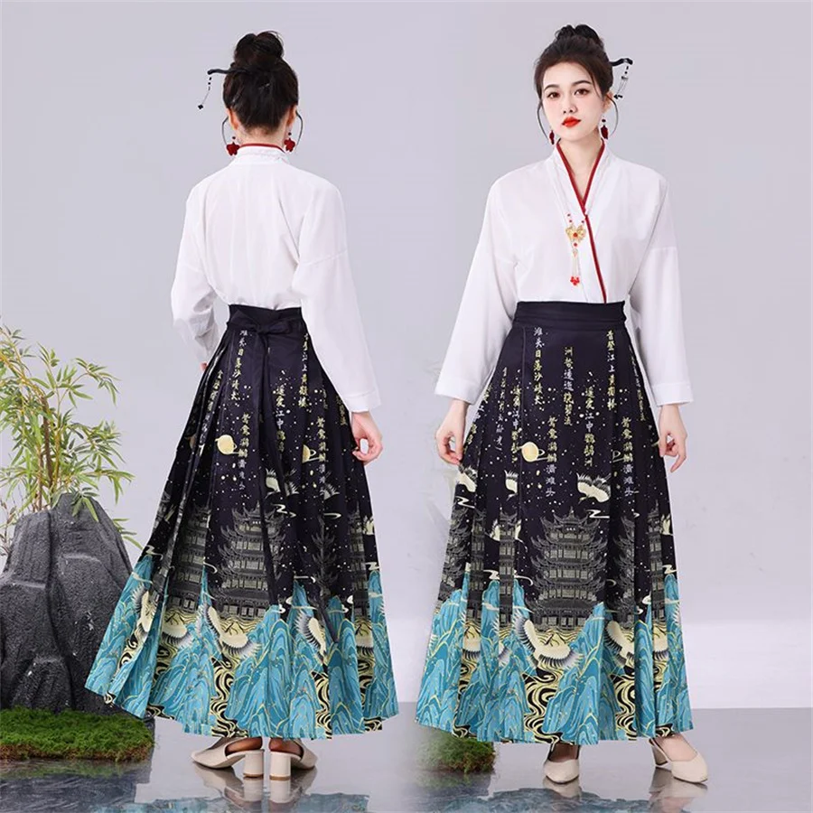 

Hanfu Horse Face Skirt Original Chinese Ming Dynasty Women's Traditional Dress Skirt Daily Horse Face Pony Skirt