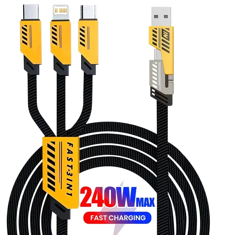 รูปสินค้า สายชาร์จเร็ว 3 in 1 ชาร์จได้หลายอุปกรณ์ รองรับ Type-C & USB