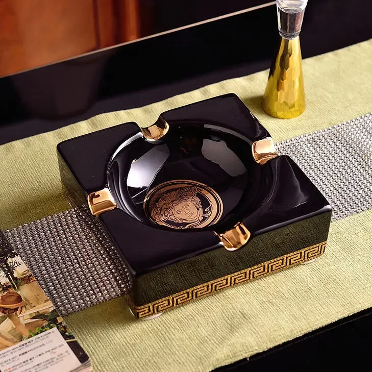 European style ceramic ashtray creative trend fashion retro living room coffee table large home office ceramic ashtray