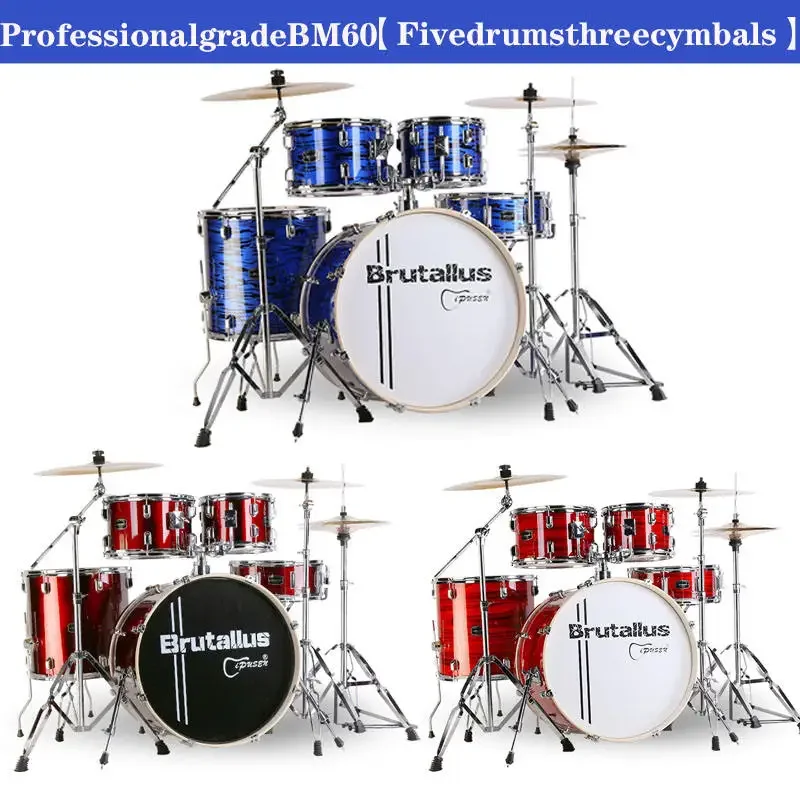 Donner Drum Set 5 Drums 4/3 Cymbals Jazz Drums 6-Ply Maple + 4-Ply Poplar Adult & Child Drum Kit Includes Cymbal Stands
