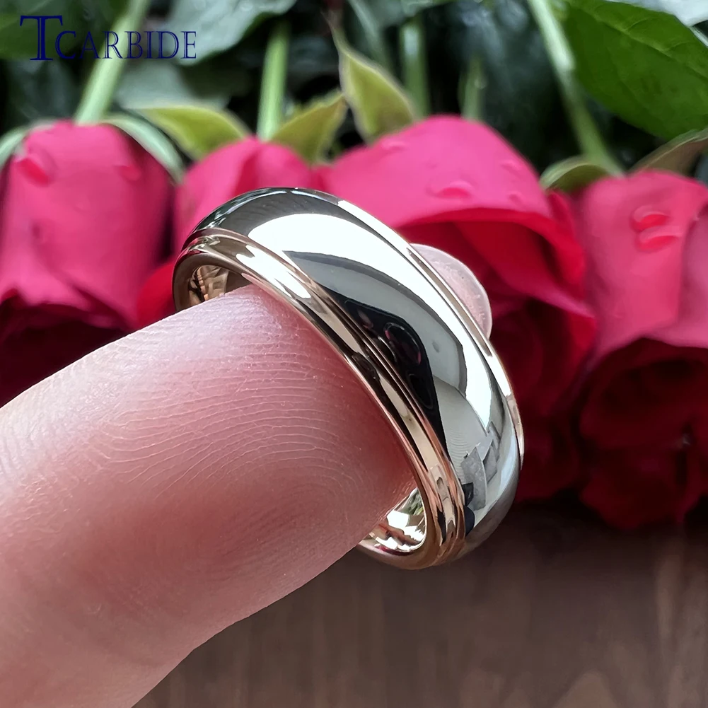 Men Women Tungsten Carbide Ring Wedding Band High Polished Bevel