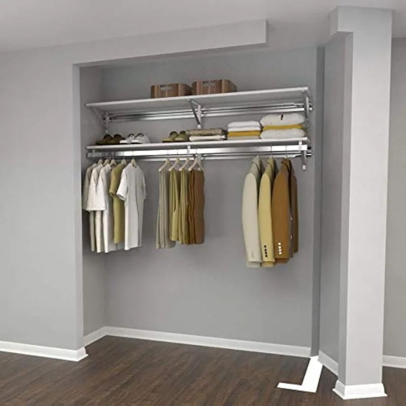

Arrange A Space Arrrange a Space RCMAY Better 72" Top Single Shelf/Hang Rod Kit White Closet System Mounted Closet Systems