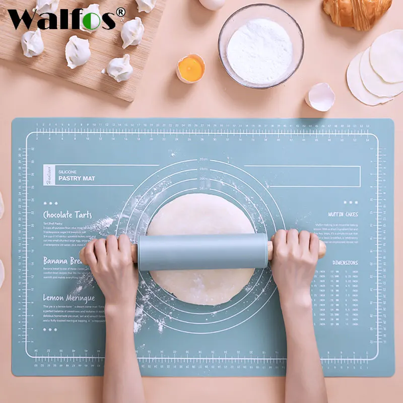 Walfos 실리콘 베이킹 매트, 들러붙지 않는 패드, 롤링 반죽 반죽 매트, 제빵기 요리, 케이크 페이스트리, 주방 가제트 액세서리