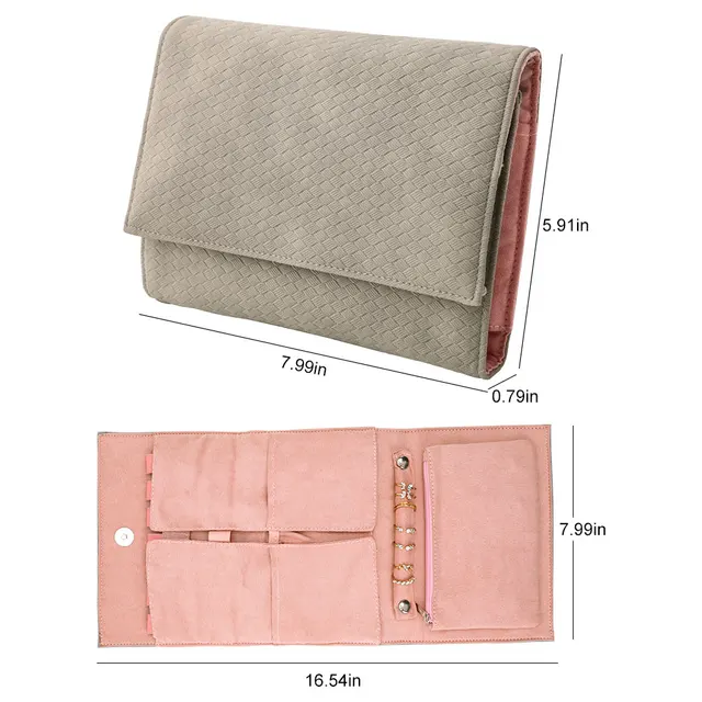 Hordozható Nagy Utazási Ékszer Tekercs Táska Medál Nyaklánc Karkötő Lánc Tároló Hordtáska Óra Gyűrű Fülbevaló Szervező - Image 6