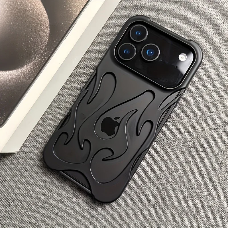 Flame Fire Heat Dissipation Electroplated Matte Design Phone Case