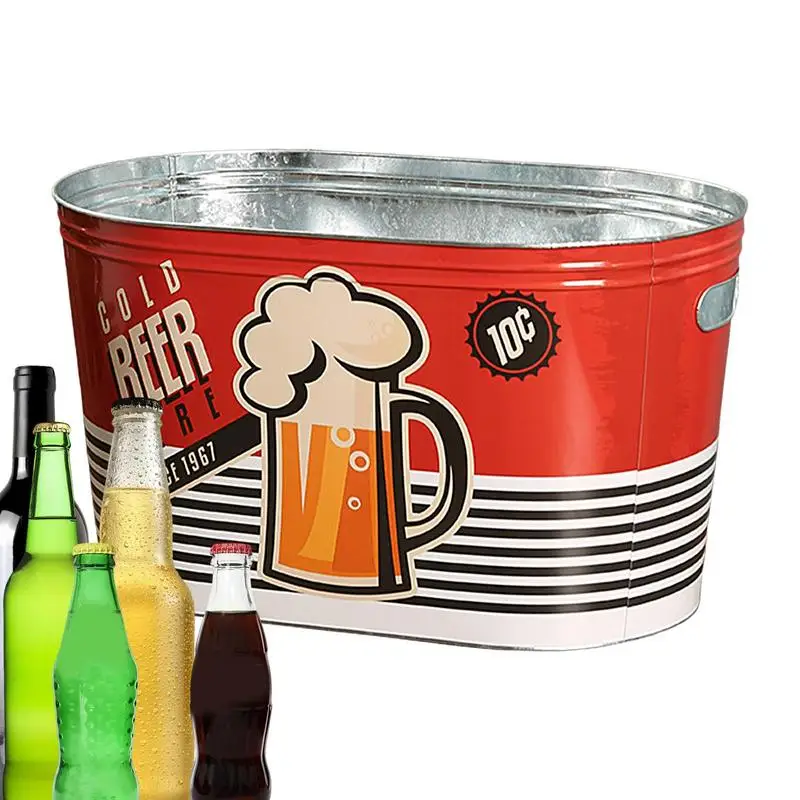 

Ice Bucket For Cocktail Bar Party Beverage Tub Storage Bucket Decorative Drink Tub Beer Chiller Sturdy Iron Bucket Large