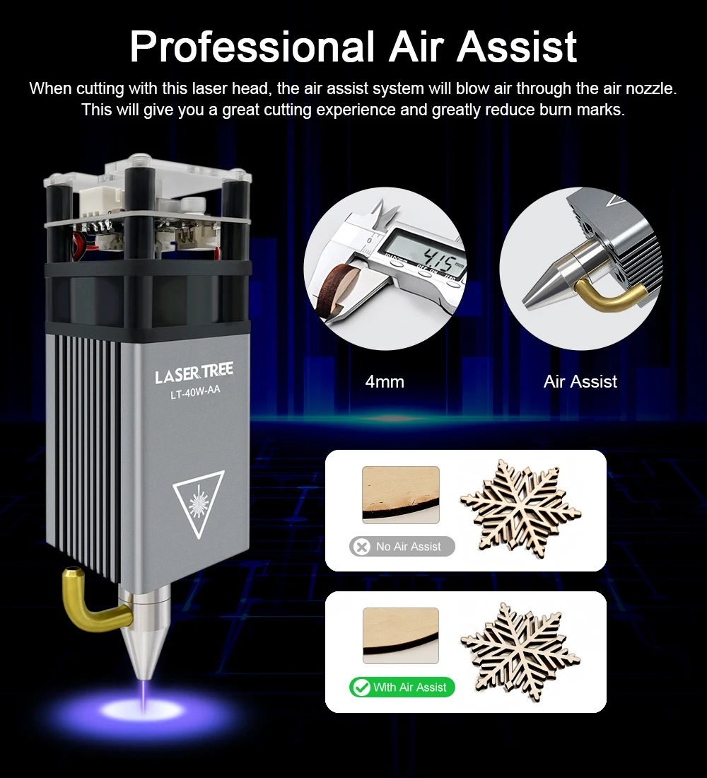 LASER TREE 4W 5W Optical Power Laser Head 450nm Blue Light TTL PWM Module For Laser Engraver Wood Cutting  DIY Woodworking Tools