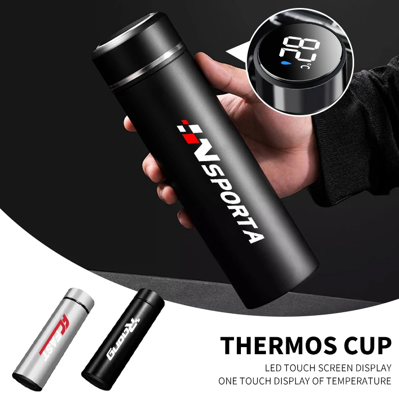 500Ml Portable Car Smart Thermos Bottle Temperature Display Cup Per Renault Clio Megane 2 Megane 3 Clio 4 Duster Accessori Per Auto