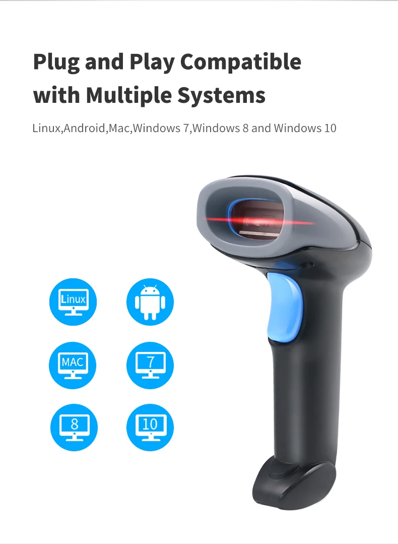 2D Barcode Scanner Bluetooth Wireless Handheld 1D 2D QR Data matrix PDF417 Bar Code Reader USB for Store Supermarket Payment