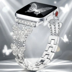 Butterfly Sparkle Diamond Strap for Apple Watch - Metal Bracelet (Silver)