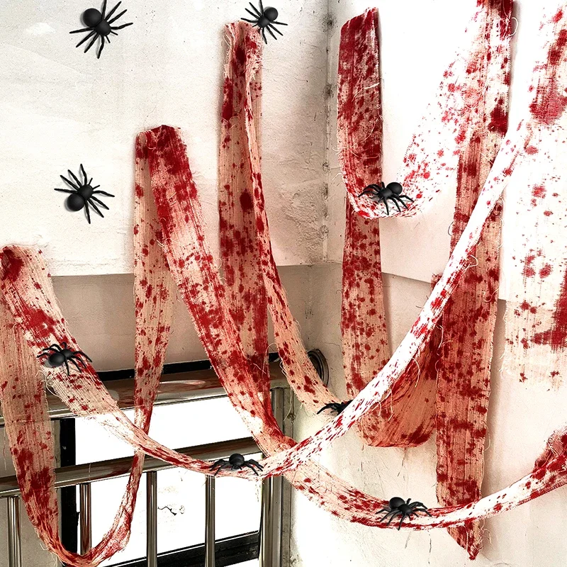 10-1M Halloween Bloody Cloth Strips Blood Gauze Bandage Haunted House Secret Room Horror Party Halloween Scene Decoration Props