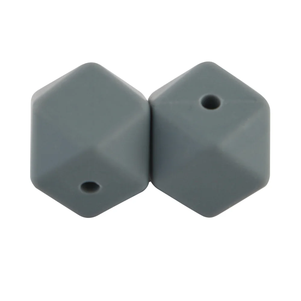 Set of 10 Pearl Hexagon Silicone Beads