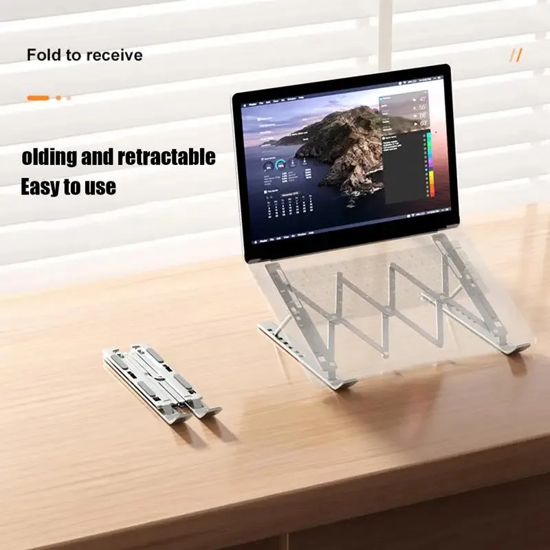 휴대용 노트북 스탠드 조정 가능한 데스크탑 홀더 접이식 리프팅 수직 냉각 브래킷 MacBook 노트북 액세서리 지원