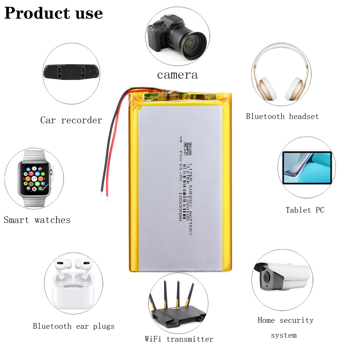 Lithium Ion Battery, 1/2/5pcs/lot, 3.7V, 10000mAH, Polymer, for TOY, POWER BANK, GPS