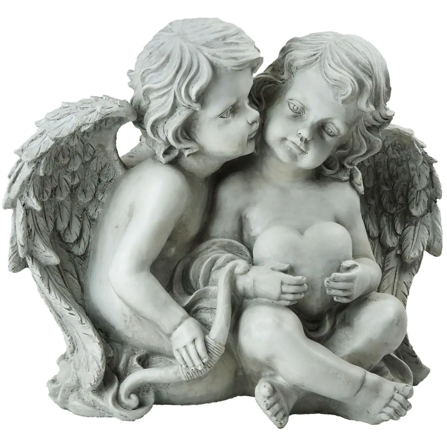 

16.25" Sitting Cherub Angels Holding a Heart and Bow Garden Statue Lawn Ornaments Figurines Sculpture for Outdoor Decor Yard Art