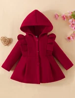 Baby Girl Ruffled Long Sleeve Fleece Hooded Single Breasted CoatKids Clothes Autumn And WinterRecommended To Buy One Size Larger 1
