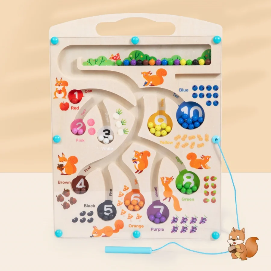 Children's maze toys, magnetic walking beads game, early education with pen training, math color cognitive classification 2