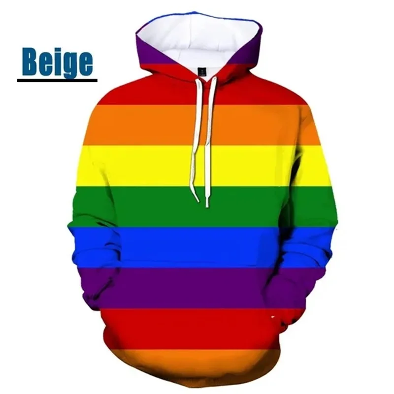 Sudadera con capucha con estampado 3D de arcoíris para hombre, estilo casual, colorido, con estampado de amor, estilo hip hop