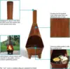 6-Foot Rustic Oxidized Cold-Rolled Steel Mexican-Style Chiminea - Rust Patina - Built-in Wood Grate 4