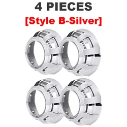 Silver/Black 3-Inch Projector Lens Decorative Shroud Mask for Car Headlight Retrofit (4pcs Style B Silver)