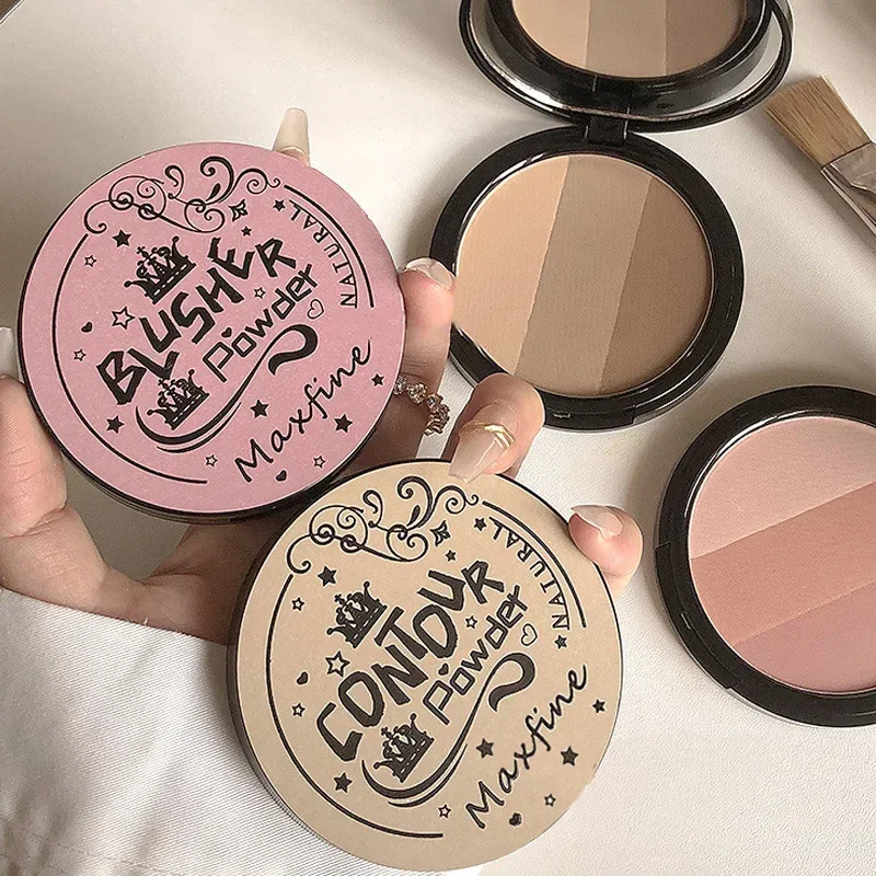 2/3 Farbpalette: Bronzer, Highlighter, Gesichtsmattes Braun, Kaffeebraun, Konturpuder, Lidschattenpuder, Rosarot, Rouge, Hochglanz-Illuminator_voghion.com