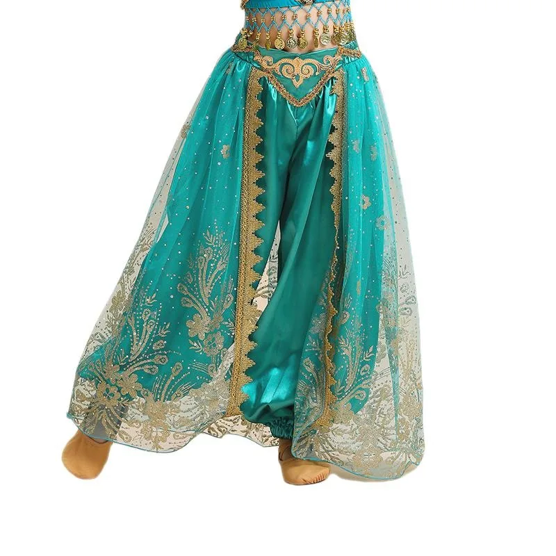 

Children Festival Arabian Princess Belly dance Pants Kids Bollywood Cosplay Halloween Costume Jasmine Princess Fancy Trousers