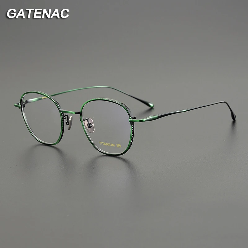 

Gatenac Vintage Pure Titanium Glasses Frame Men Prescription Myopia Spectacles Eyeglasses Frame Women Luxury Brand Japan Eyewear