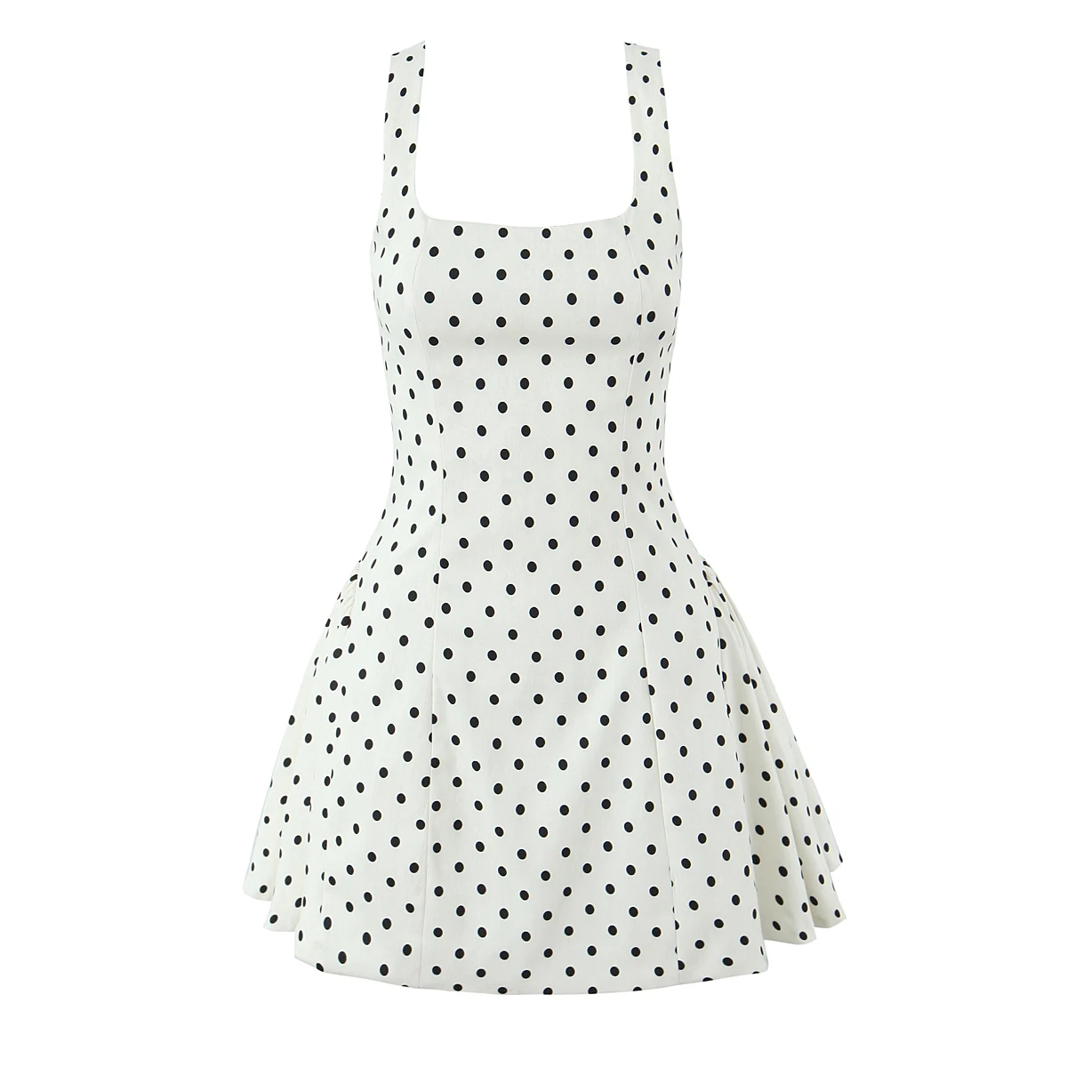 Sweet White With Black Polka Dot Slash Collar Mini Tank Dress Women Cross  Lacing up Bow Back Low Waist A line Swing Dresses Robe - AliExpress  200000345