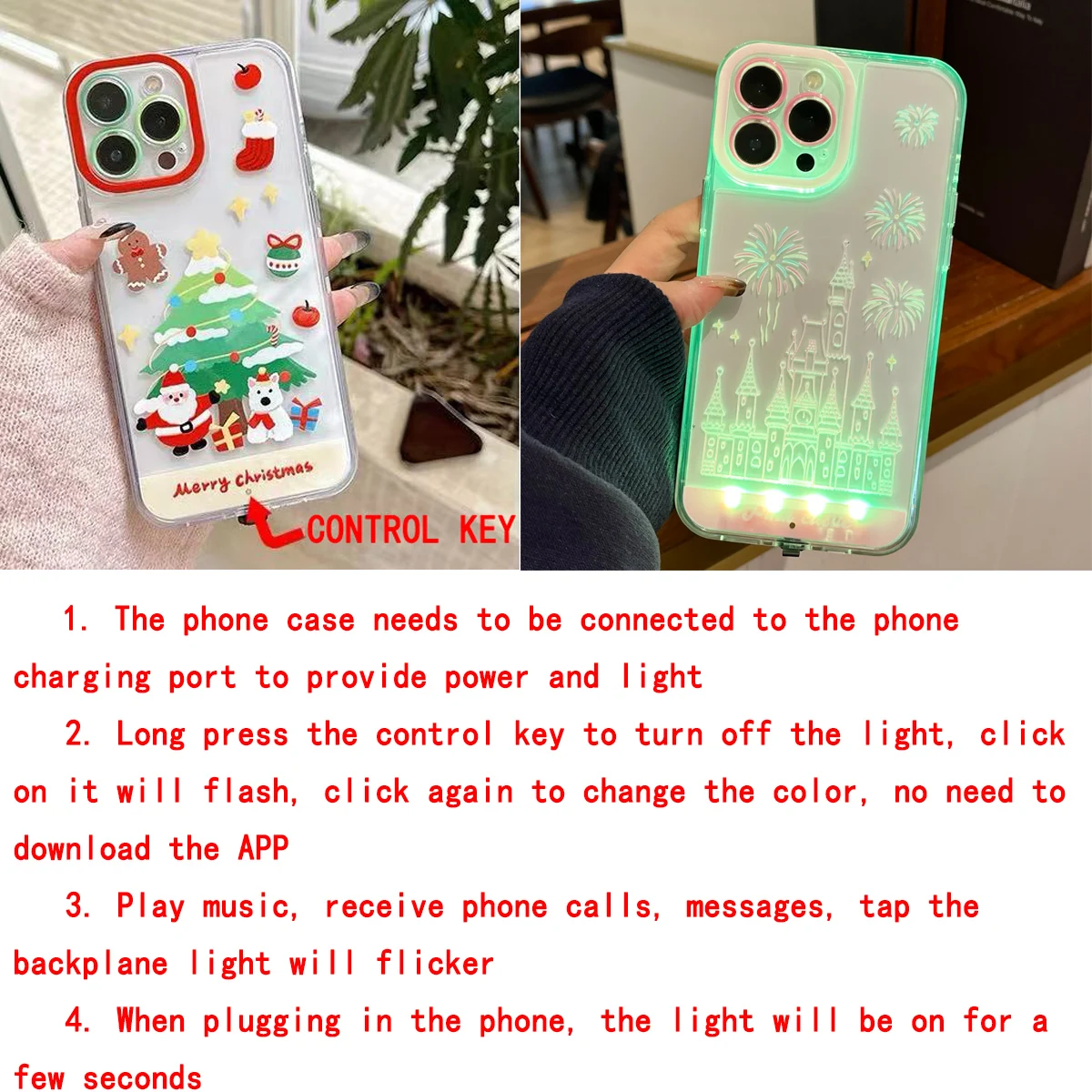 Festive Glow Luminous Call Light-Up Flash Phone Case with Color-Changing Cover