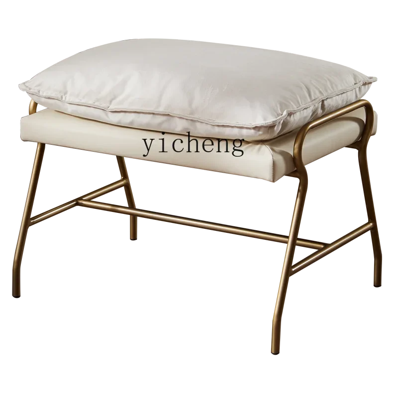 

Xl Antique Iron a Block of Wood Or Stone Low Stool Hallway Bench Leather Fabric Shoe Changing Stool Pedal