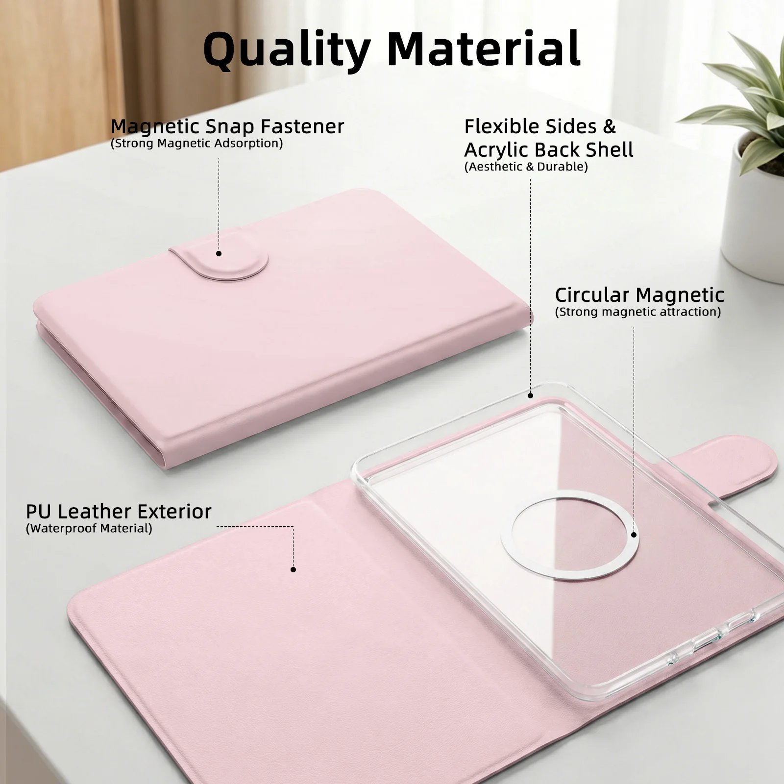 Magnetic Detachable Book-Style Kindle Case with Clasp and Auto Wake/Sleep Feature