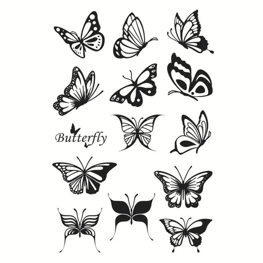 Tampons de tatouage en silicone transparent papillon, matériel de  scrapbooking bricolage, timbre de maquillage pour les yeux, décoration  d'album de gaufrage, 11x16cm