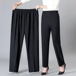 2023 New Spring and Autumn Season Fashion Simple Solid Elastic Waist Pocket Large Elastic Relaxed Oversize Straight Leg Pants