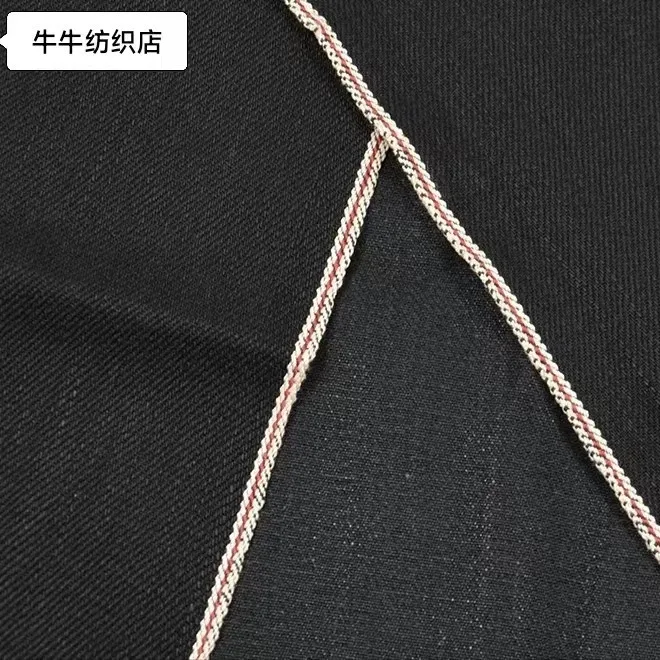 

14oz Non-elastic Cotton Black Surface Black Bottom Bamboo High-end Selvedge Denim Red Denim Pants Jacket Box