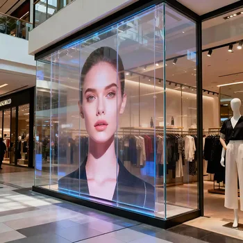 Flexible Transparent LED Display P6 P8 P10, Soft Curtain LED Screen, Foldable Transparent LED Video Window, High Transmittance 1