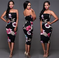 Strapless And Sleeveless Floral Backless Dress – Summer Body‑Con