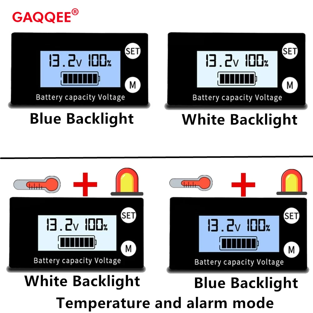 

Battery Capacity Indicator DC 8V-100V Lead Acid Lithium LiFePO4 Car Motorcycle Voltmeter Voltage Gauge Electric Quantity Meter