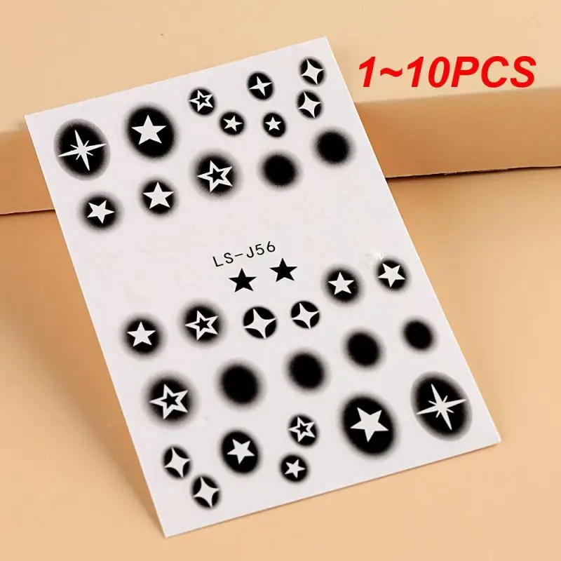 

1 ~ 10 шт. черные звезды наклейки для ногтей Цветущий градиент полая звезда гексаграмма сердце бабочка Темный стиль крутой девушки маникюр