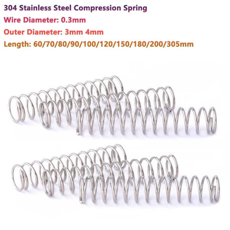 Straight 5/8 In End A Diameter Compression Fittings 100pcs Compression Spring, 304 Stainless Steel Small Spring (0.3 * 4 * 20mm), 4mm OD Compression 5/16 In End A Diameter Compression Fittings - Foto 4
