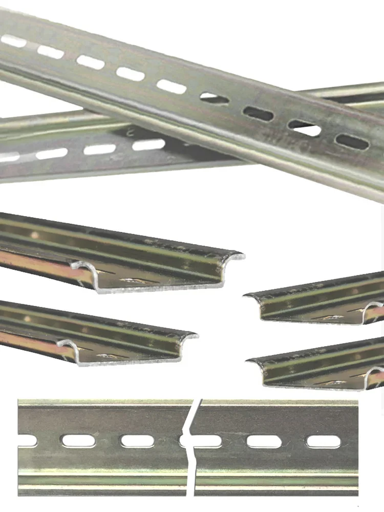 Din Rail Terminal Block Din Rail 10/20/30/40/60cm C45 Iron Cut Din Rail Electrical Guide Rail 35mm Terminal Block For Circuit Breaker Electric Iron Clamp