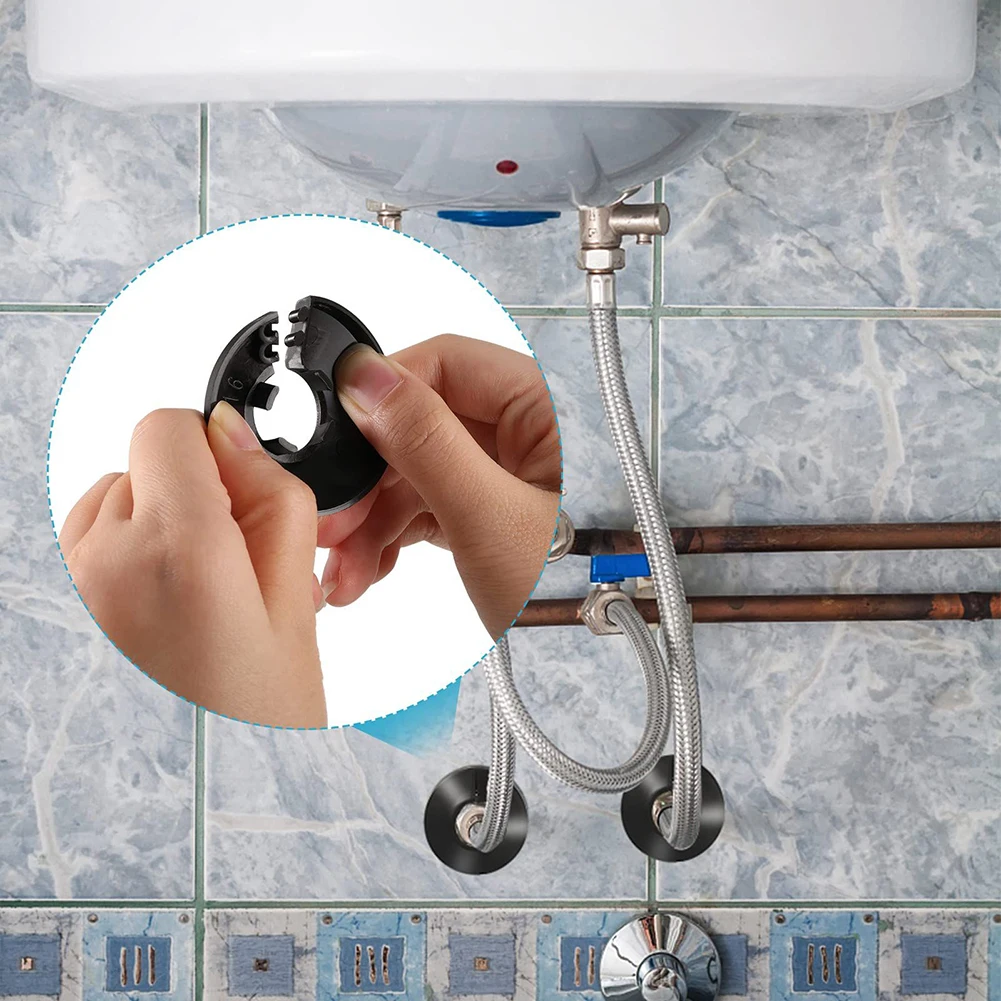 4 stücke 15mm Chrom Farbe Silber Galvanisieren Kühler Rohr Kragen Abdeckung Kunststoff Boden Dekoration Wasserhahn Zubehör – Detail 3