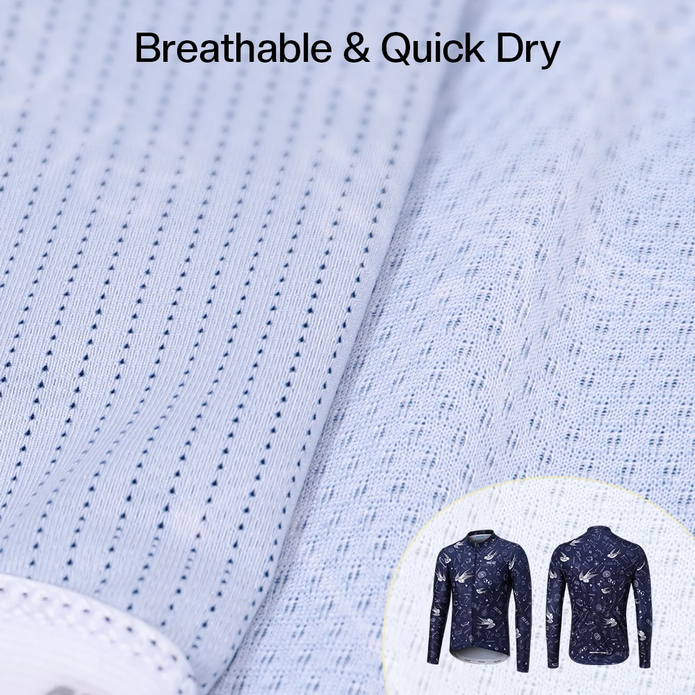 Men's Cycling Jersey Long Sleeve Bicycle Slim Fit MTB Cycling Shirt Mountain Bike Zipper Pocket Reflective Bicycle Shirt