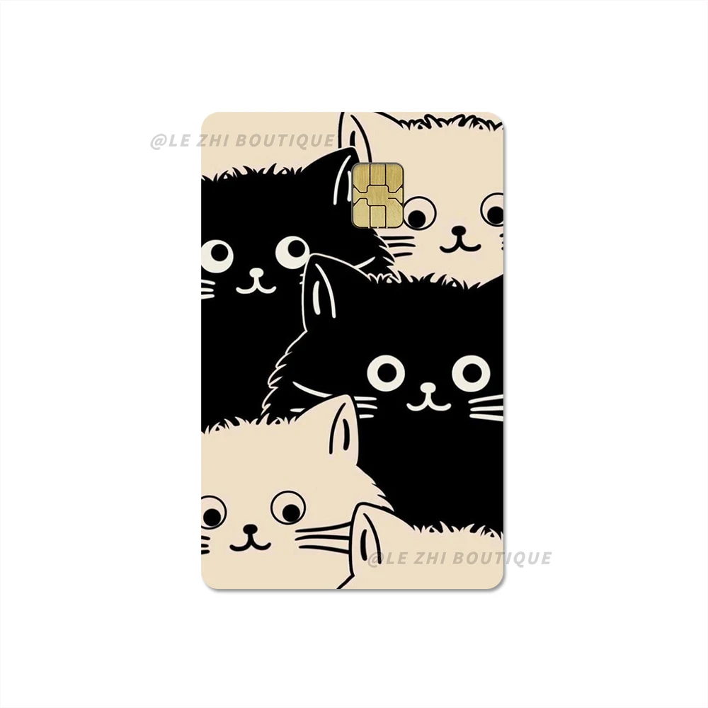 Süße coole Cartoon-Tiere Kreditkarte Haut Film Cover Aufkleber schwarze Katze PVC DIY wasserdichte Bankkarte Bus Metro Aufkleber Geschenk – Detail 27