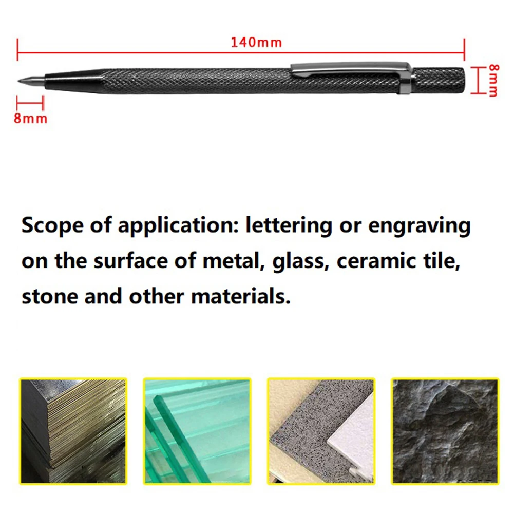 Trazador de punta de carburo de tungsteno, marcador de grabado de punta de acero, patrón antideslizante, bolígrafo de corte de azulejos de Metal, herramienta de mano