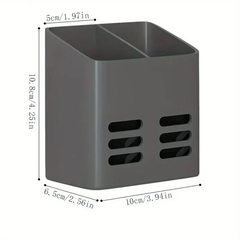 1PC Cutlery Rack Wall-mounted with Draining Basket Multifunctional No-drill Space-saving Organizer for Kitchen Bathroom
