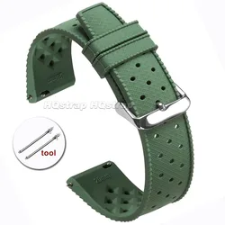 Breathable Waterproof Silicone Sport Watch Strap - Multi - Color Replacement Band - 22mm (Green)