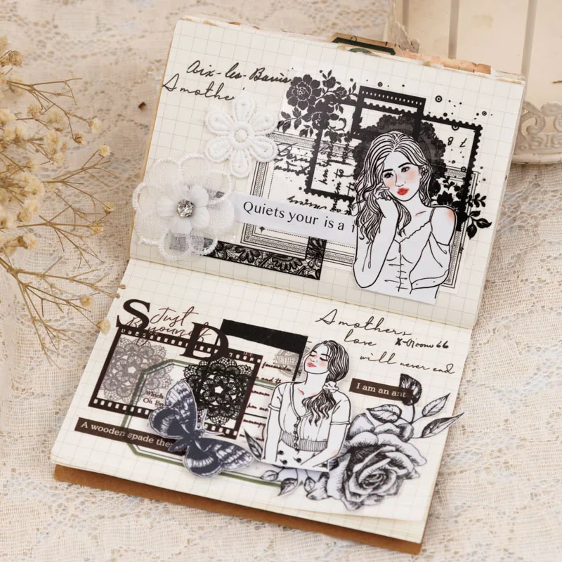 Yoofun 6x200cm The Dream of Lace Heart Shape Masking Tape Vintage PET Tape Creative DIY Journal Scrapbook Collage Stationery 4