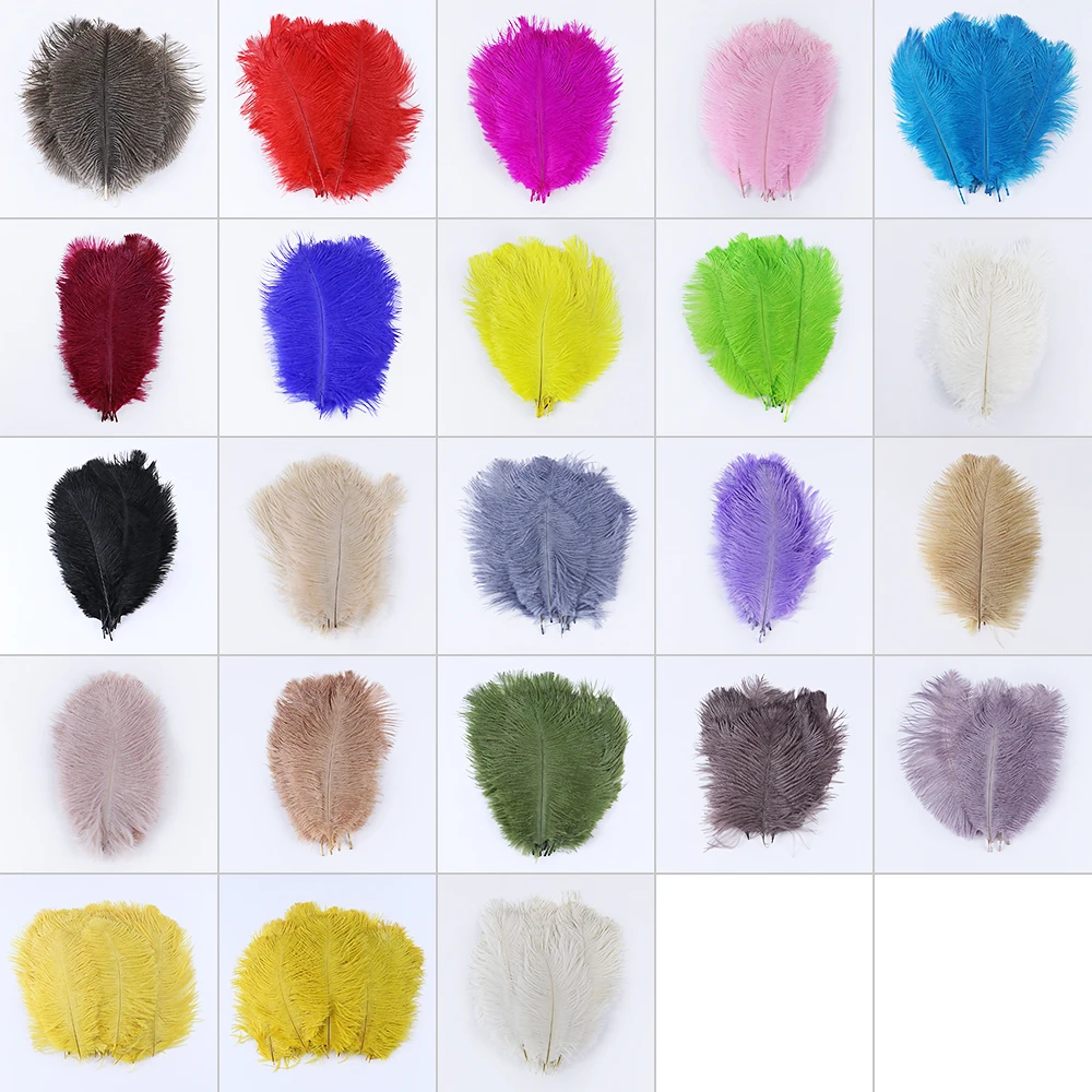 10 Pcs/Lot White Ostrich Feathers For DIY Hand Sewing Dresses Wedding Family Tabletop Centerpieces Carnivals Natural Plumes